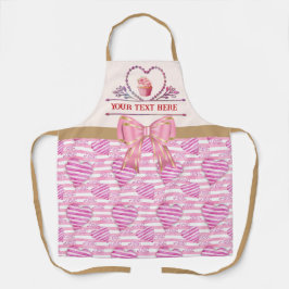 Personalisierter Text, Aquarellherz und Cupcake Schürze