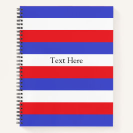 Personalisierter Text auf Blau Rot Weißen Streifen Notizbuch