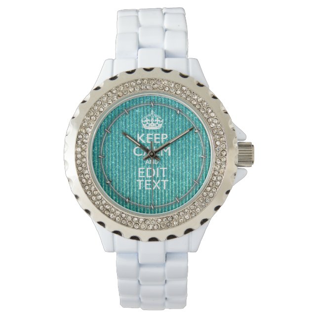 Personalisierter Text auf Türkis behalten Armbanduhr (Vorderseite)