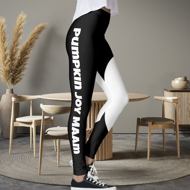 Personalisierter Text Cat Mama Name Schwarz-weiß S Leggings (Von Creator hochgeladen)