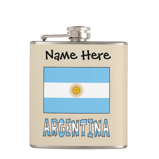 Personalisierter Text der argentinischen Flagge Flachmann (Vorderseite)