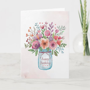 Personalisierter Text Happy Birthday Floral Bouque Karte