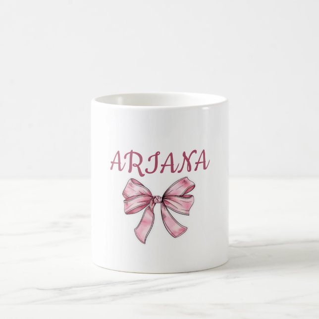 Personalisierter Text Rosa Schleife Tasse (Mittel)