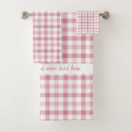 Personalisierter Text stilvoll moderne karierte ro Badhandtuch Set