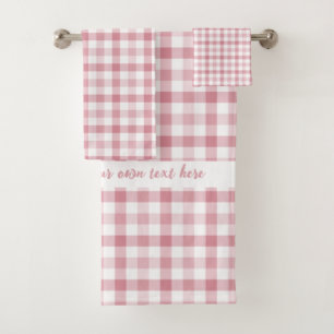 Personalisierter Text stilvoll moderne karierte ro Badhandtuch Set