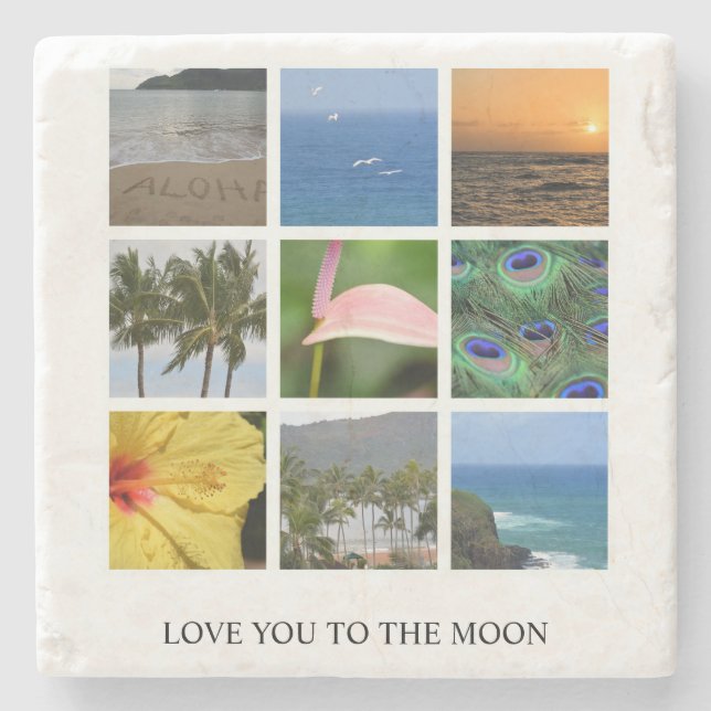 Personalisierter Text und Foto Collage Hawaii Steinuntersetzer (Vorderseite)