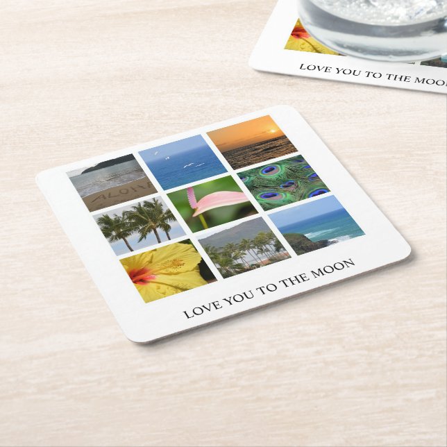 Personalisierter Text und Foto Collage Hawaii Wedd Rechteckiger Pappuntersetzer (angewinkelt)