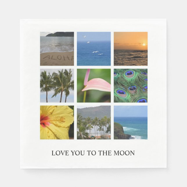 Personalisierter Text und Foto Collage Hawaii Wedd Serviette (Vorderseite)
