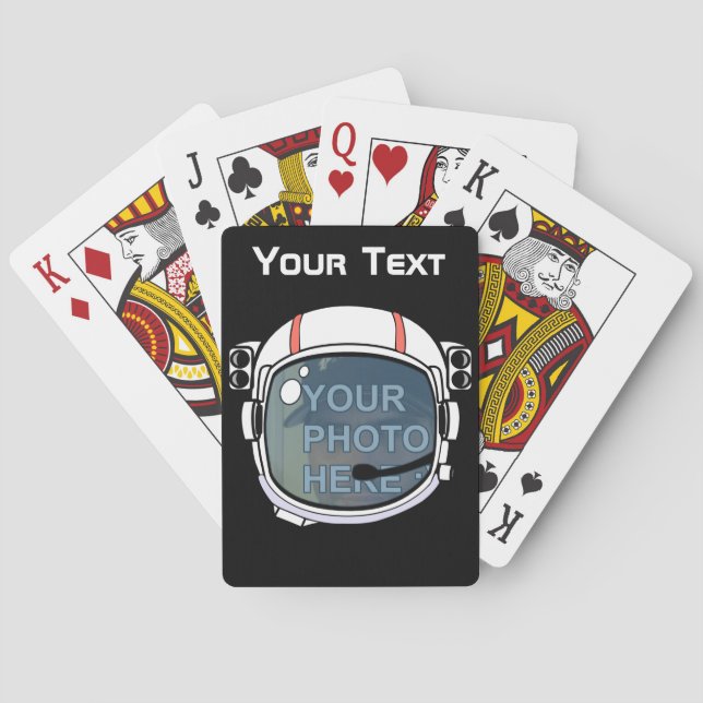 Personalisierter Text und Foto Sie als Astronaut Spielkarten (Rückseite)