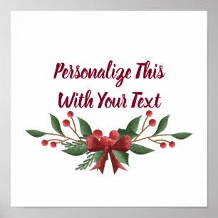 Personalisierter Text Weihnachten mit Stechpalme u Poster