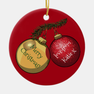 Personalisierter Text Weihnachtsbaum Baubles Carto Keramikornament