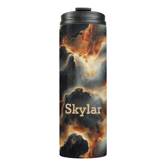 Personalisierter Thermal Tumbler aus schwarzem Mar Thermosbecher (Vorderseite)