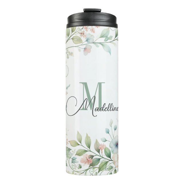 Personalisierter Thermaltumbler mit wilden Blume Thermosbecher (Vorderseite)