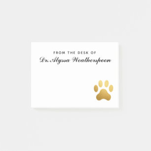 Personalisierter Tierarzt-Faux-Goldfolien-Pfotenab Post-it Klebezettel