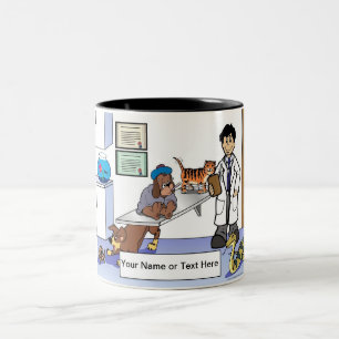 Personalisierter Tierarzt - Männlicher Cartoon Zweifarbige Tasse