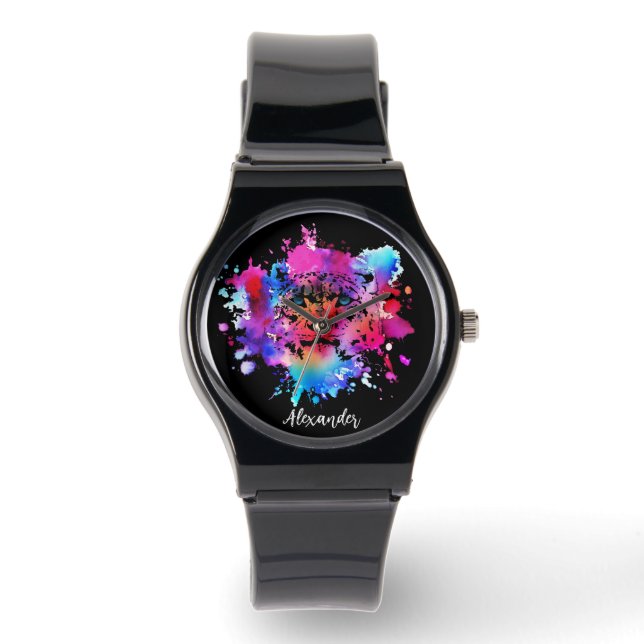 Personalisierter Tiger Kopf Armbanduhr (Vorderseite)