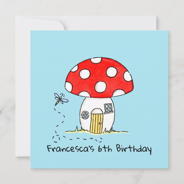 Personalisierter Toadstool & Dragonfly Einladung (Vorderseite)