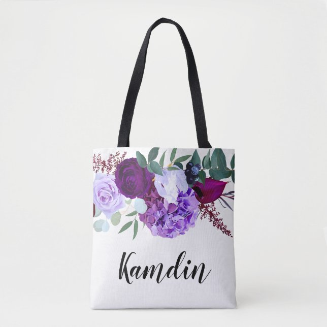 Personalisierter Tote Beutel Lavendel Hibiskus auf Tasche (Vorderseite)