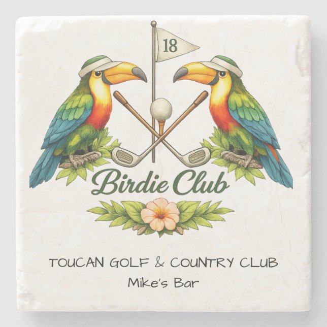 Personalisierter Toucan Golf Marmor Untersetzer  (Vorderseite)