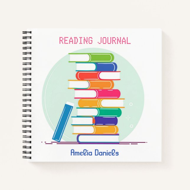 Personalisierter Tower of Books Reading Journal Notizbuch (Vorderseite)
