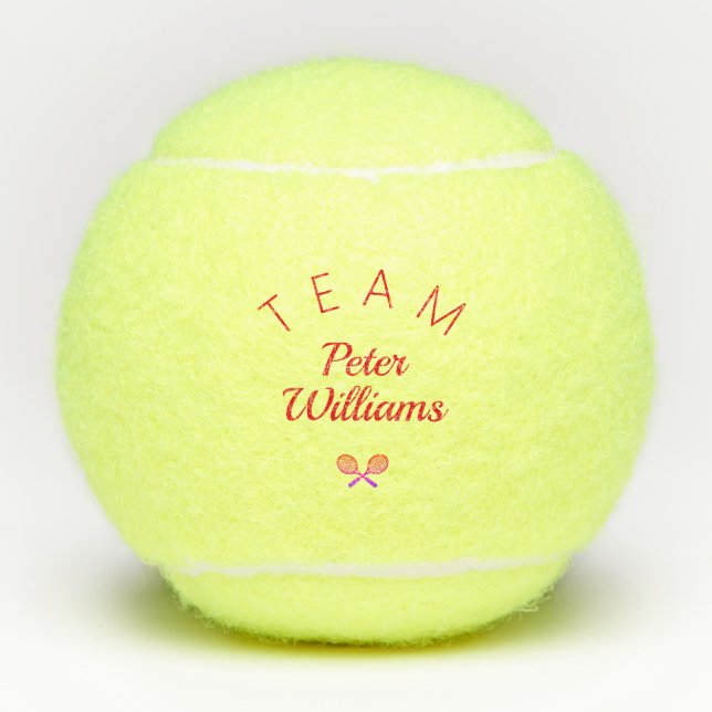 Personalisierter Trainer Name elegante Tennisbälle (Vorderseite)