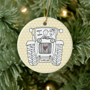 Personalisierter Traktor Weihnachtsdekoration Keramik Ornament