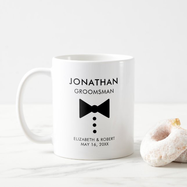 Personalisierter Trauzeuge Geschenk Moderne Tuxedo Kaffeetasse (Mit Donut)