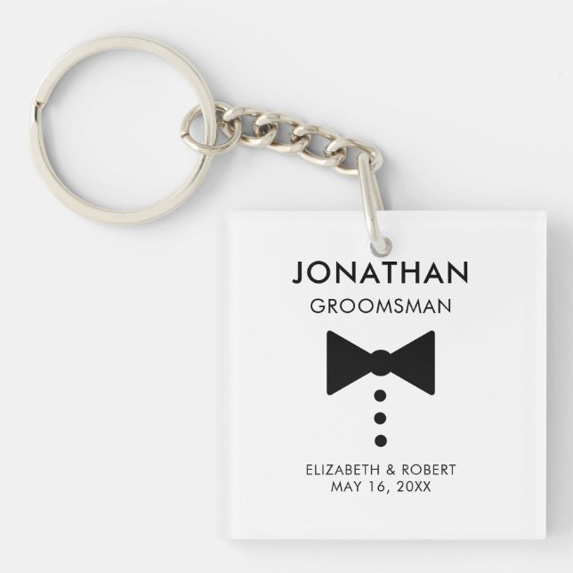 Personalisierter Trauzeuge Geschenk Moderne Tuxedo Schlüsselanhänger (Vorderseite)