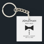 Personalisierter Trauzeuge Geschenk Moderne Tuxedo Schlüsselanhänger<br><div class="desc">Personalisiertes Geschenk für Ihren Trauzeuge für Ihre Hochzeit. Anpassen Sie diesen Schlüsselanhänger,  indem Sie auf Diese Vorlage personalisieren klicken. Entworfen und illustriert von Kristine Lee www.kristineleedesigns.com</div>
