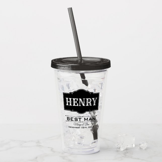 PERSONALISIERTER TRAUZEUGE WEDD ACRYLIC TUMBLER ACRYLTRINKBECHER (Vorderseite Ice)