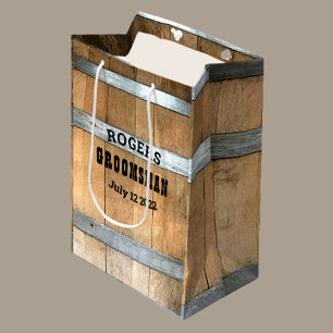 Personalisierter Trauzeuge Whiskey Barrel Mittlere Geschenktüte