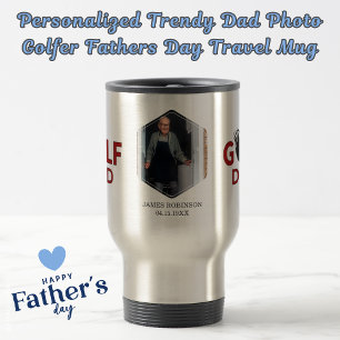 Personalisierter Trendy Vater Foto Golfer Vathetag Reisebecher