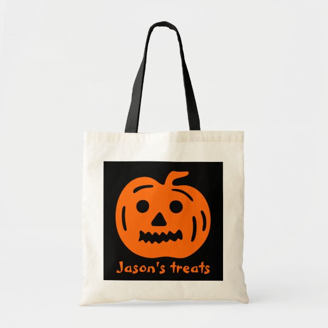 Personalisierter Trick oder Lecksack zu Halloween Tragetasche (Vorne)