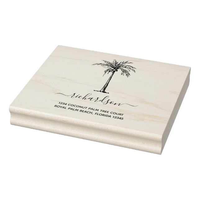 Personalisierter Tropenpalmenbaum Moderne Schrift Gummistempel (Stempel)