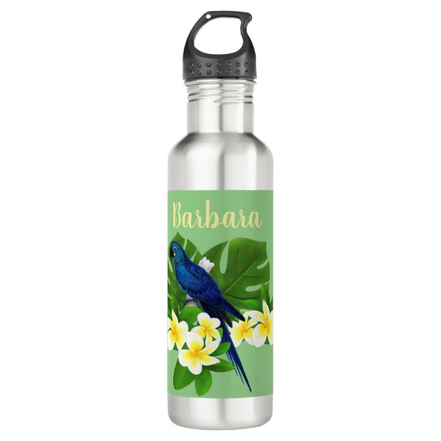 Personalisierter Tropenvogel Edelstahlflasche (Vorderseite)