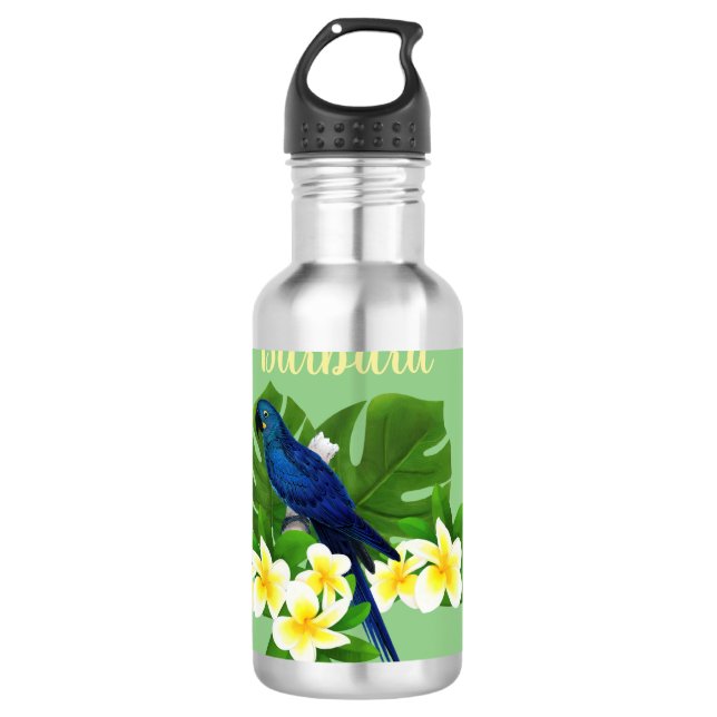 Personalisierter Tropenvogel Edelstahlflasche (Vorderseite)