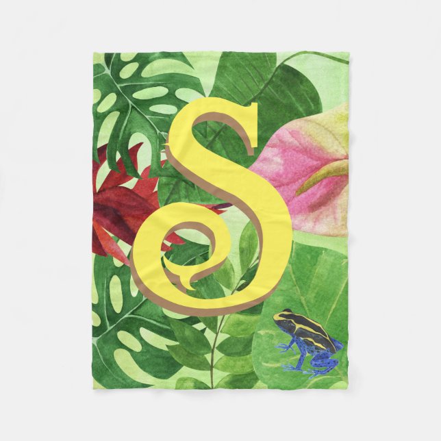 Personalisierter Tropischer Blätter Botanischer Ds Fleecedecke (Vorderseite)