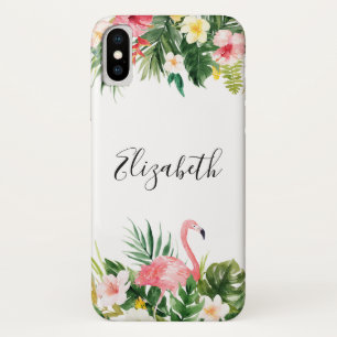 Personalisierter tropischer Blumenflamingo Case-Mate iPhone Hülle