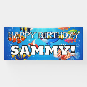 Personalisierter tropischer Fisch HAPPY BIRTHDAY  Banner