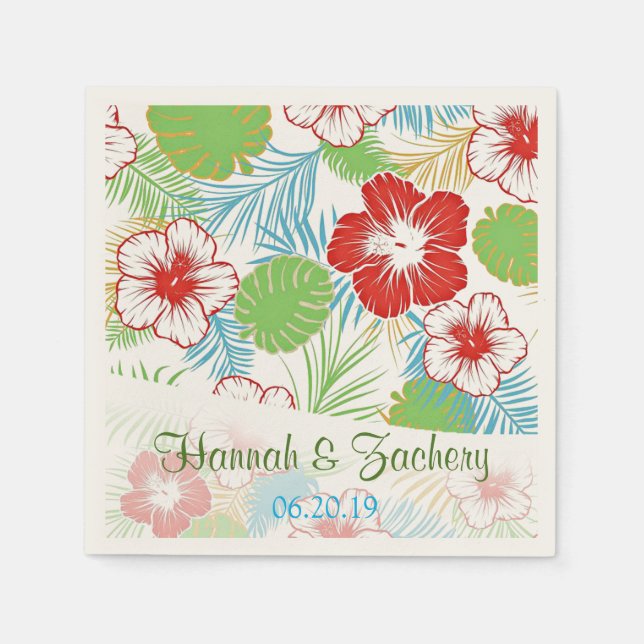 Personalisierter tropischer Hibiskus Hawaiianische Serviette (Vorderseite)