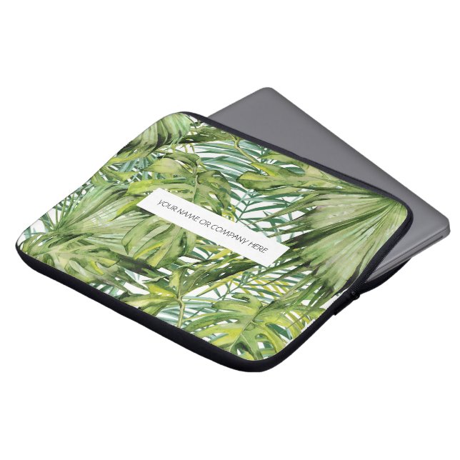 Personalisierter tropischer Palmenblätterschlauch Laptopschutzhülle (Vorne Oben)