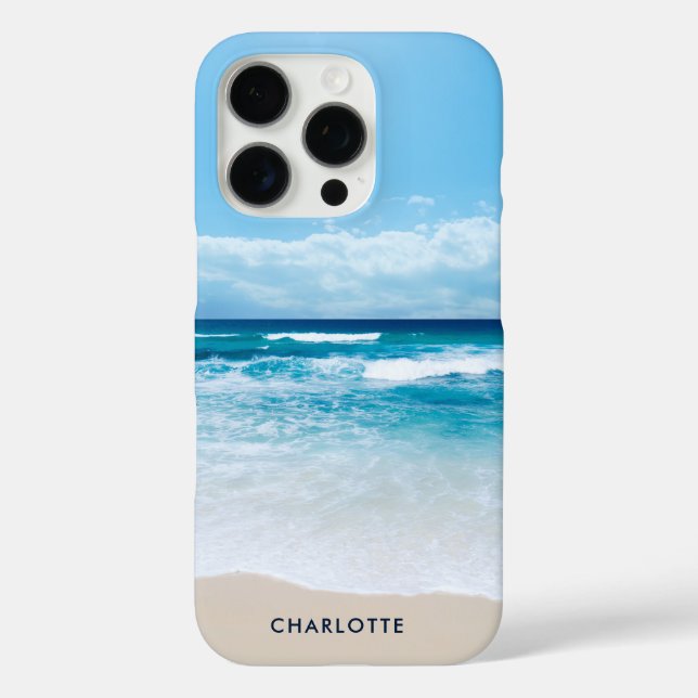 Personalisierter tropischer Sandstrand iPhone 16 Pro Hülle (Rückseite)