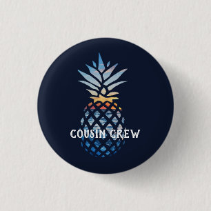 Personalisierter tropischer Sonnenuntergang Ananas Button