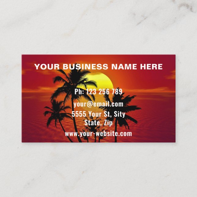 Personalisierter tropischer Sonnenuntergang für Ih Visitenkarte (Vorderseite)