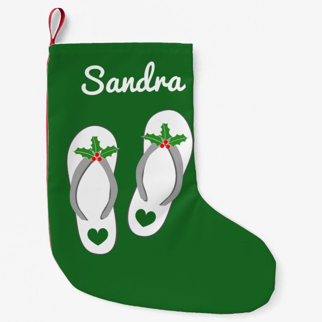 Personalisierter tropischer Strand gedreht Schwimm Kleiner Weihnachtsstrumpf (Vorderseite)