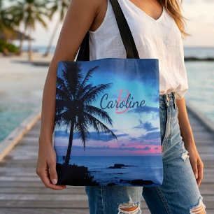 Personalisierter tropischer Strand Ozean Sonnenunt Tasche