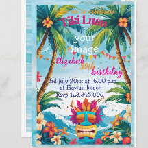 personalisierter tropischer Strand Tii luau Einlad