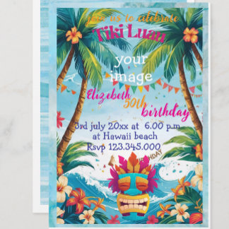 personalisierter tropischer Strand Tii luau Einlad Einladung