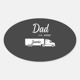 Personalisierter Trucker-Dad-Sticker mit Sattelzug Ovaler Aufkleber