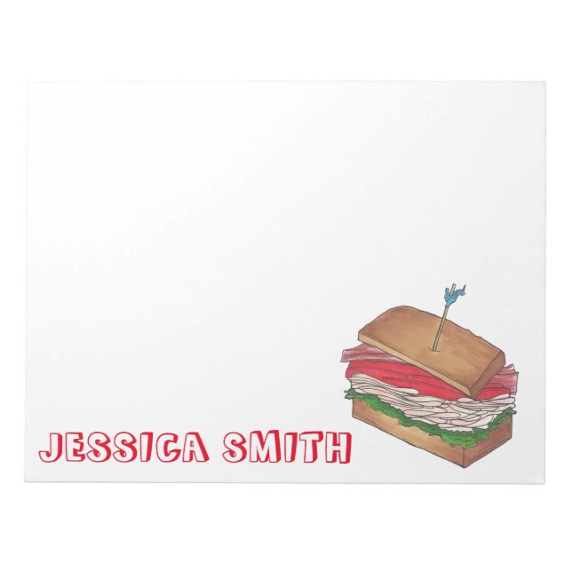 Personalisierter Türkischer Club Sandwich Diner Fo Notizblock (Vorderseite)